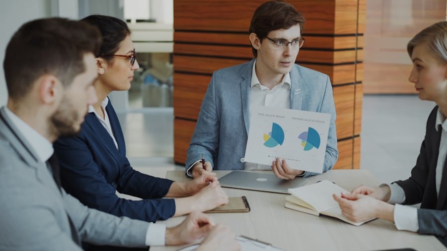 Equipo analizando gráficos de riesgo en una reunión